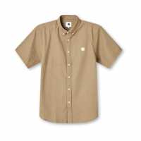 Pretty Green Linen Short Sleeve Shirt Хаки Мъжки ризи