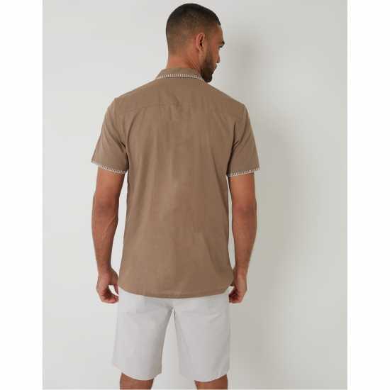 Мъжки ризи Threadbare Burnley Shirt Sn99 Taupe Threadbare Burnley Shirt Sn99 Taupe Мъжки ризи