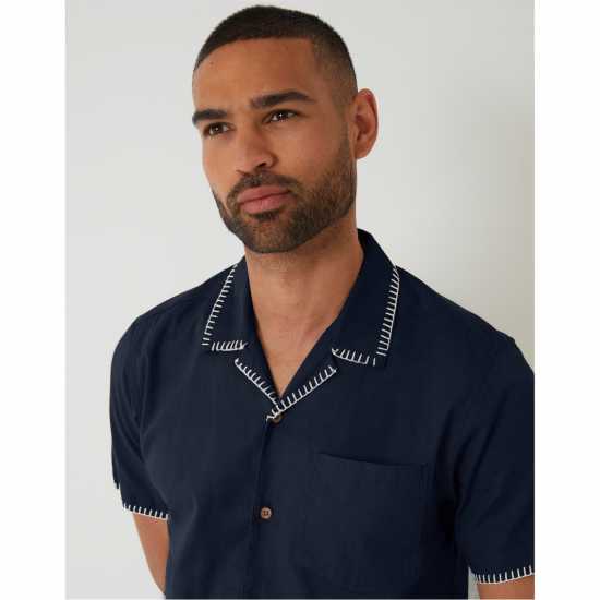 Мъжки ризи Threadbare Burnley Shirt Sn99 Navy Threadbare Burnley Shirt Sn99 Navy Мъжки ризи