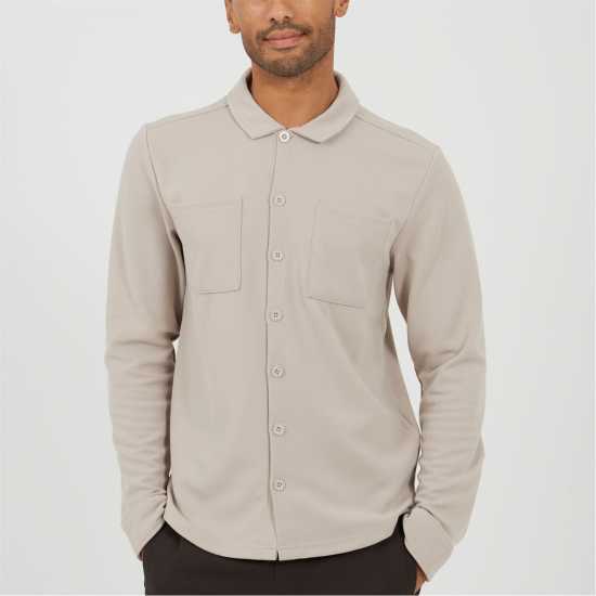 Brave Soul Риза С Дълъг Ръкав Mens Light Sand Fuve Button Long Sleeve Shirt  