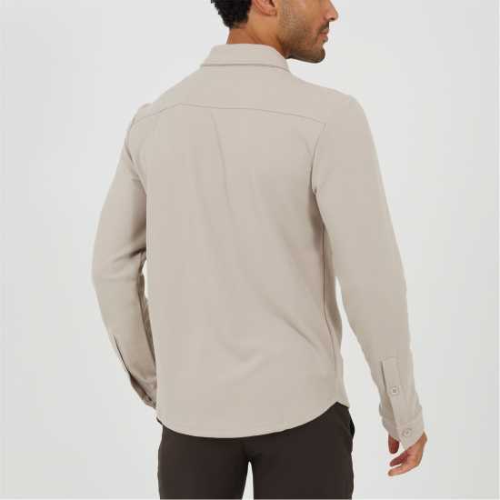 Brave Soul Риза С Дълъг Ръкав Mens Light Sand Fuve Button Long Sleeve Shirt  