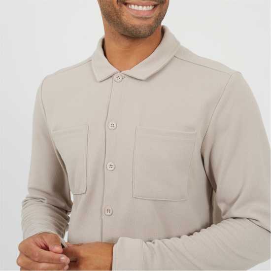 Brave Soul Риза С Дълъг Ръкав Mens Light Sand Fuve Button Long Sleeve Shirt  