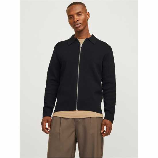 Плетена Мъжка Жилетка Jack And Jones Stitch Knit Cardigan Mens Черно Мъжки полар