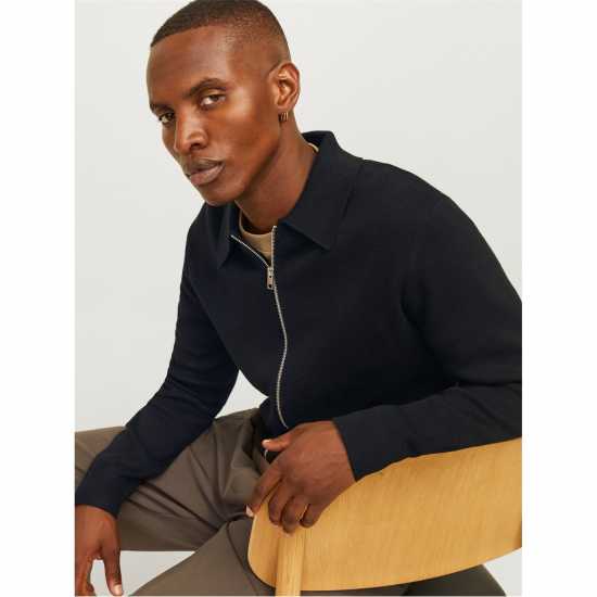 Плетена Мъжка Жилетка Jack And Jones Stitch Knit Cardigan Mens Черно Мъжки полар