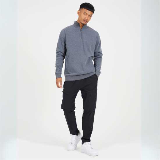 Brave Soul Charcoal Mens Funnel Neck Zip Sweatshirt Brave Soul Charcoal Mens Funnel Neck Zip Sweatshirt