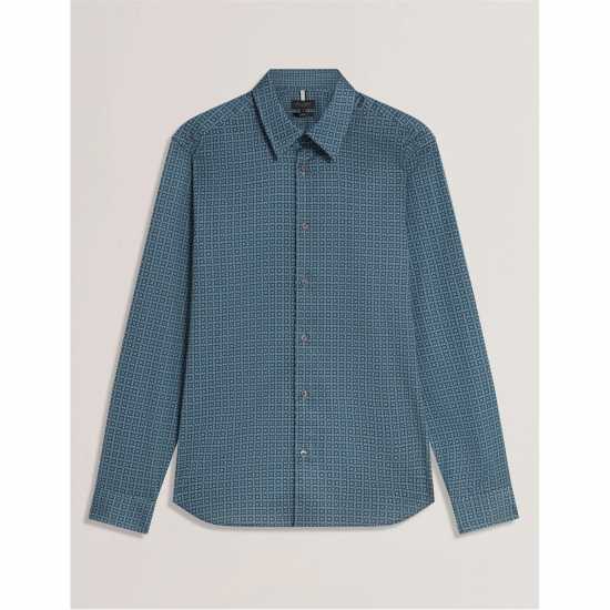 Ted Baker Ted Ls Geo Shirt Sn61 Морска синьо Ted Baker Ted Ls Geo Shirt Sn61 Морска синьо