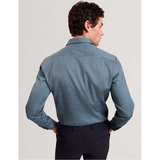 Ted Baker Ted Ls Geo Shirt Sn61 Морска синьо Ted Baker Ted Ls Geo Shirt Sn61 Морска синьо