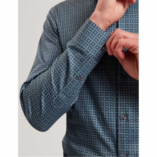 Ted Baker Ted Ls Geo Shirt Sn61 Морска синьо Ted Baker Ted Ls Geo Shirt Sn61 Морска синьо