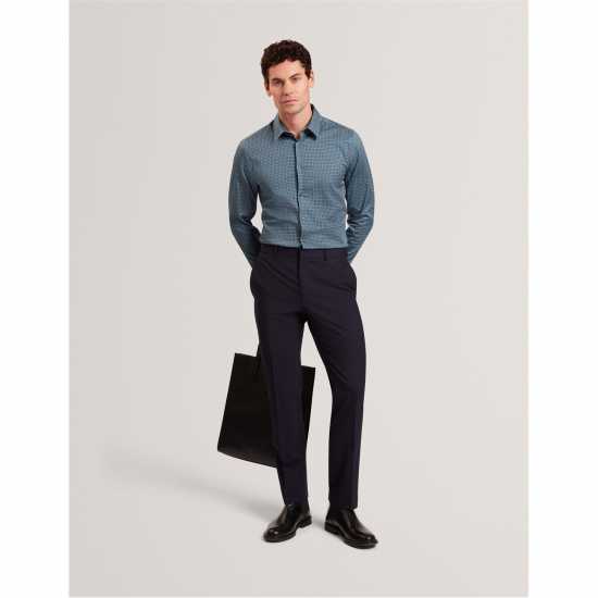 Ted Baker Ted Ls Geo Shirt Sn61 Морска синьо Ted Baker Ted Ls Geo Shirt Sn61 Морска синьо