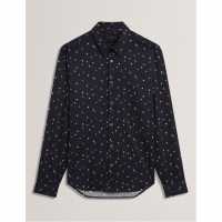 Ted Baker Men's Long Sleeve Floral Patterned Shirt Navy 