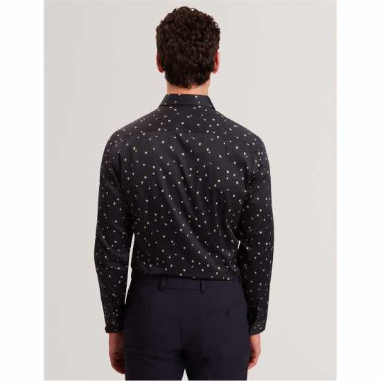 Ted Baker Men's Long Sleeve Floral Patterned Shirt Navy 