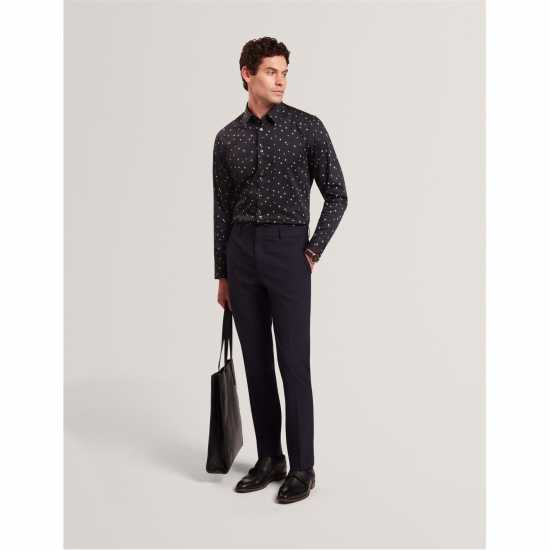Ted Baker Men's Long Sleeve Floral Patterned Shirt Navy 