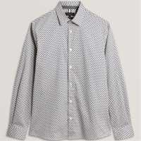 Ted Baker Men's Ls Slim Geo Long Sleeve Patterned Shirt Grey Ted Baker Men's Ls Slim Geo Long Sleeve Patterned Shirt Grey