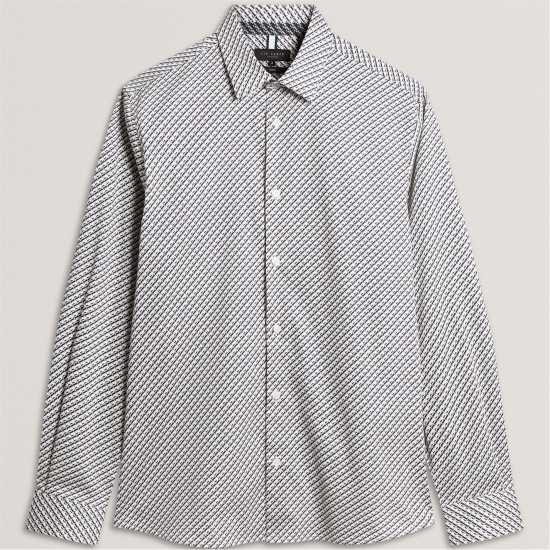 Ted Baker Men's Ls Slim Geo Long Sleeve Patterned Shirt Grey Ted Baker Men's Ls Slim Geo Long Sleeve Patterned Shirt Grey