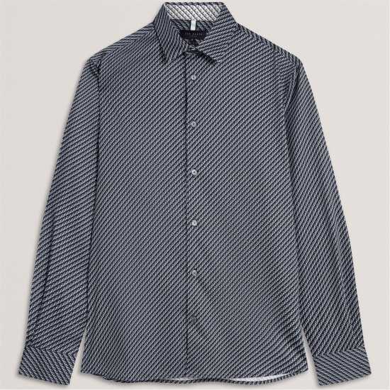 Ted Baker Men's Ls Slim Geo Long Sleeve Patterned Shirt teal-blue Ted Baker Men's Ls Slim Geo Long Sleeve Patterned Shirt teal-blue