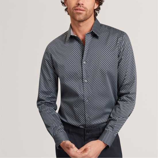 Ted Baker Men's Ls Slim Geo Long Sleeve Patterned Shirt teal-blue Ted Baker Men's Ls Slim Geo Long Sleeve Patterned Shirt teal-blue