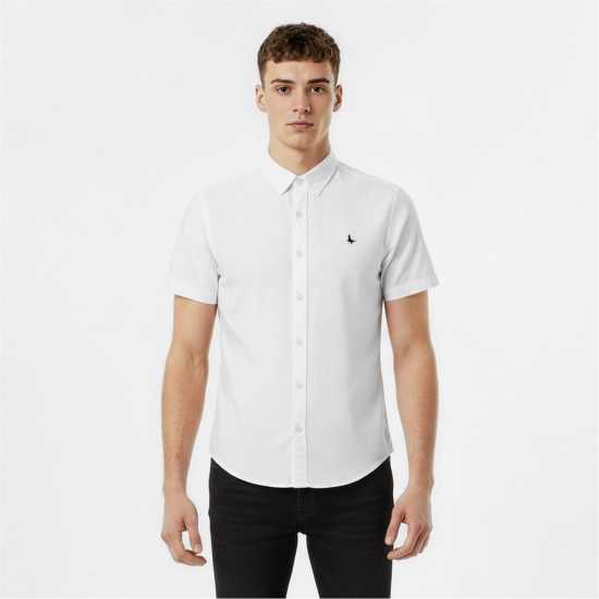 Jack Wills Men's Short Sleeve Plain Shirt White 