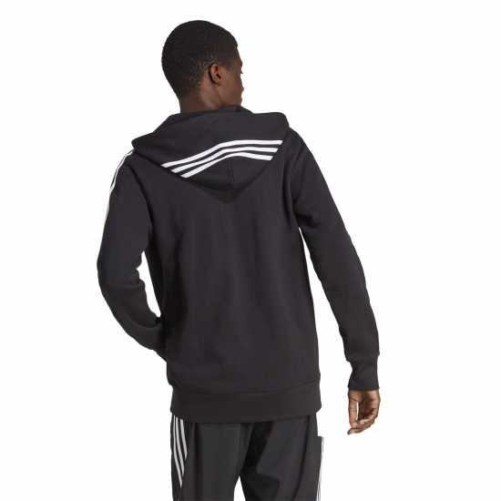 Adidas Essentials French Terry 3-Stripes Zip Hoodie Mens Черно/Бяло Футболни екипи за бягане
