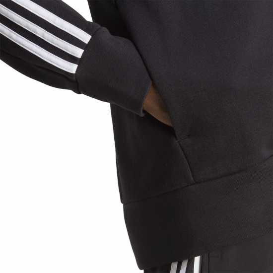 Adidas Essentials French Terry 3-Stripes Zip Hoodie Mens Черно/Бяло Футболни екипи за бягане