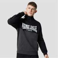 Lonsdale Fully Loaded Zip Neck Sweatshirt Black/Charcoal Мъжки полар