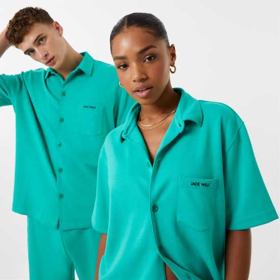 Jack Wills Relaxed Short Sleeve Shirt Emerald - Дамски ризи и тениски