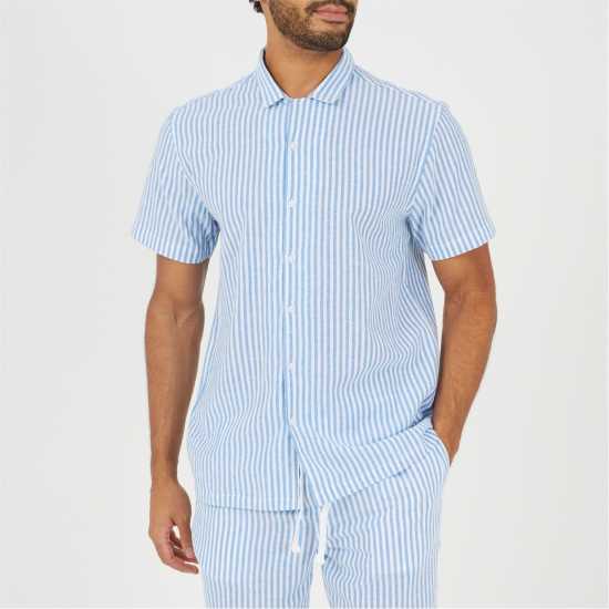 Brave Soul Men's Short Sleeved Revere Collar Patterned Shirt Brave Soul Men's Short Sleeved Revere Collar Patterned Shirt