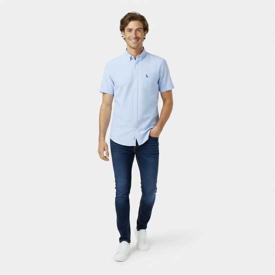 Мъжка Риза Оксфорд Jack Wills Short Sleeve Oxford Shirt Mens Небесно синьо 