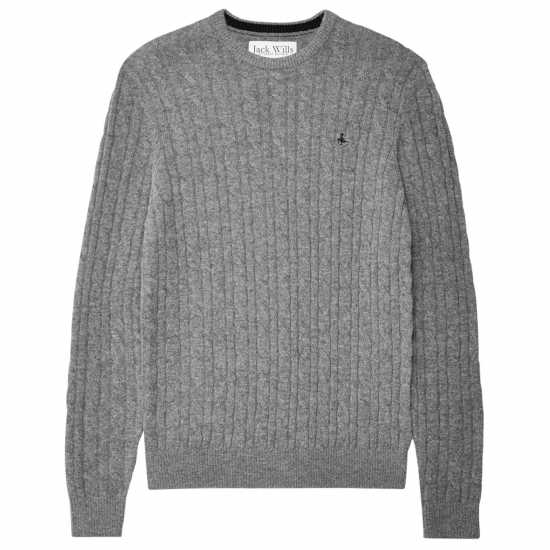 Jack Wills Marlow Merino Wool Blend Cable Knitted Jumper Men Сиво 