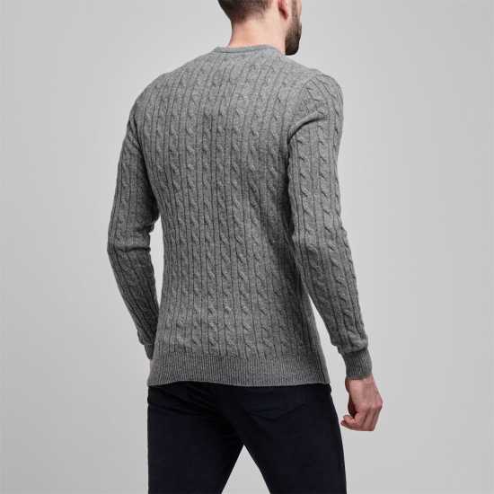 Jack Wills Marlow Merino Wool Blend Cable Knitted Jumper Grey - Мъжки пуловери и жилетки