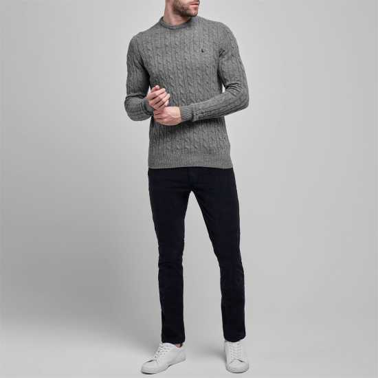 Jack Wills Marlow Merino Wool Blend Cable Knitted Jumper Men Сиво 