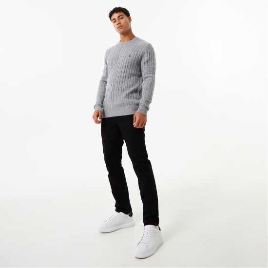 Jack Wills Jack Marlow Merino Wool Blend Cable Knitted Jumper Men Сиво 