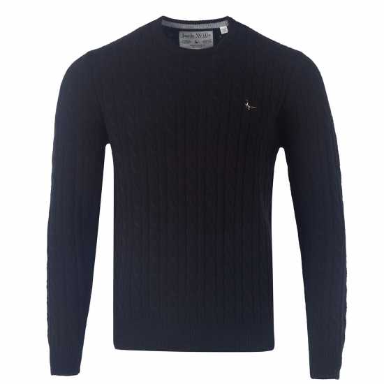 Jack Wills Marlow Merino Wool Blend Cable Knitted Jumper Men Черно Jack Wills Marlow Merino Wool Blend Cable Knitted Jumper Men Черно