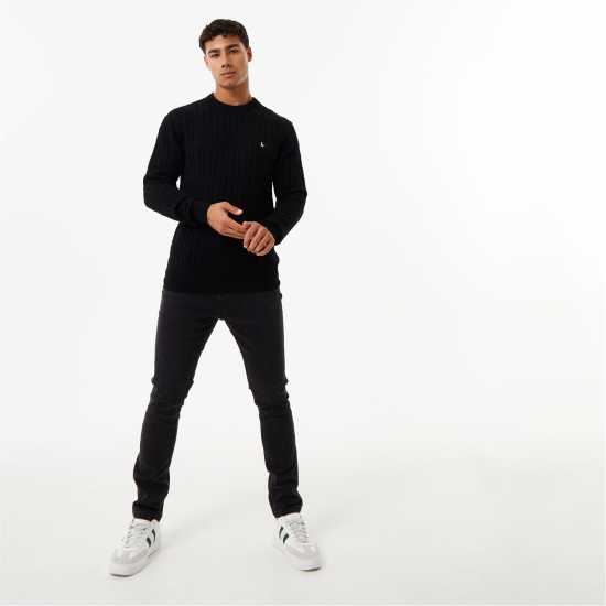 Jack Wills Jack Marlow Merino Wool Blend Cable Knitted Jumper Men Черно Jack Wills Jack Marlow Merino Wool Blend Cable Knitted Jumper Men Черно