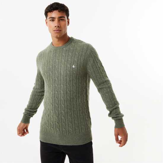Мъжки пуловери и жилетки Jack Wills Marlow Merino Wool Blend Cable Knitted Jumper Средно зелено марл Jack Wills Marlow Merino Wool Blend Cable Knitted Jumper Средно зелено марл Мъжки пуловери и жилетки