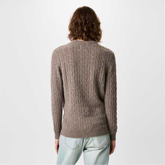 Jack Wills Marlow Merino Wool Blend Cable Knitted Jumper Men Кафяв марл Jack Wills Marlow Merino Wool Blend Cable Knitted Jumper Men Кафяв марл