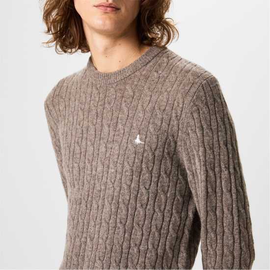 Jack Wills Marlow Merino Wool Blend Cable Knitted Jumper Men Кафяв марл Jack Wills Marlow Merino Wool Blend Cable Knitted Jumper Men Кафяв марл