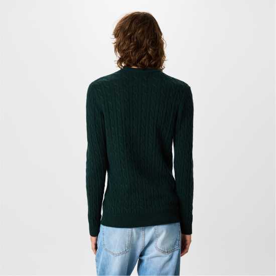 Jack Wills Marlow Merino Wool Blend Cable Knitted Jumper Men Вечнозелен Марл 