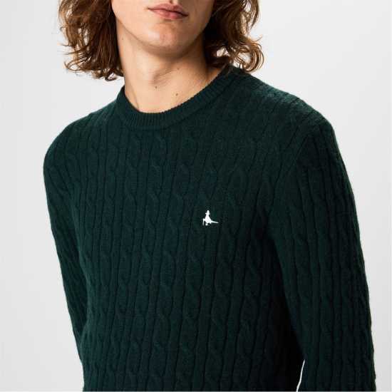 Jack Wills Marlow Merino Wool Blend Cable Knitted Jumper Men Вечнозелен Марл 