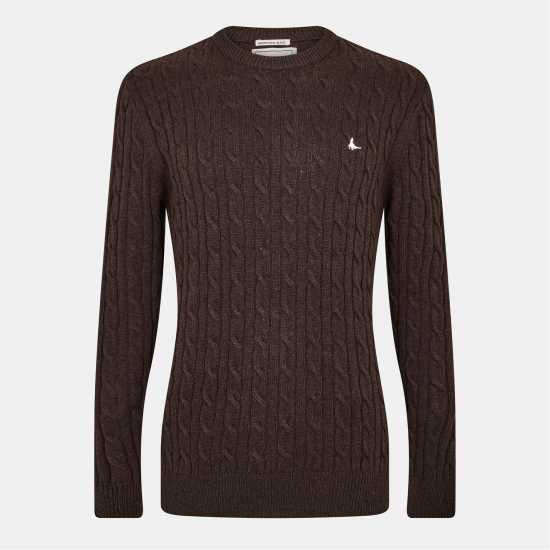 Jack Wills Jack Marlow Merino Wool Blend Cable Knitted Jumper Men Черен кафе Jack Wills Jack Marlow Merino Wool Blend Cable Knitted Jumper Men Черен кафе