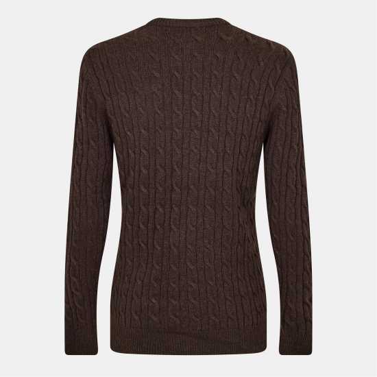 Jack Wills Jack Marlow Merino Wool Blend Cable Knitted Jumper Men Черен кафе Jack Wills Jack Marlow Merino Wool Blend Cable Knitted Jumper Men Черен кафе
