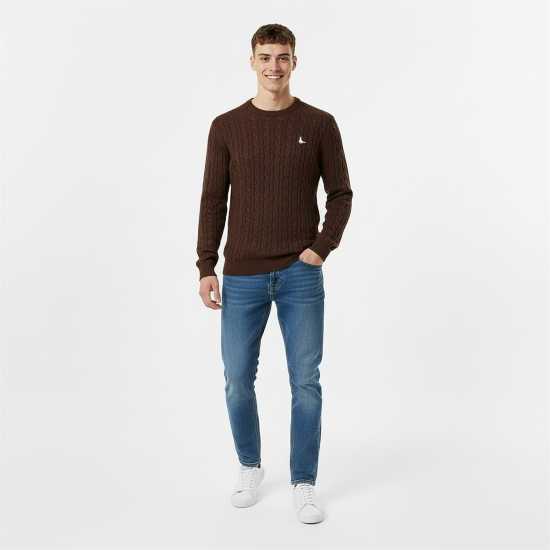 Jack Wills Jack Marlow Merino Wool Blend Cable Knitted Jumper Men Черен кафе Jack Wills Jack Marlow Merino Wool Blend Cable Knitted Jumper Men Черен кафе