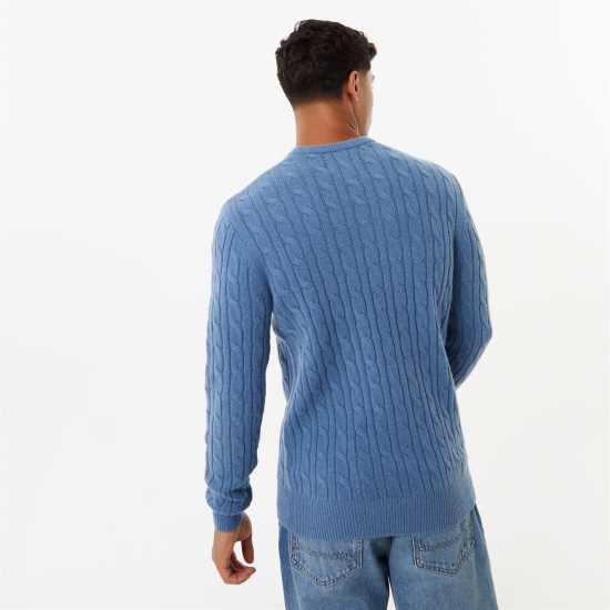 Мъжки пуловери и жилетки Jack Wills Marlow Merino Wool Blend Cable Knitted Jumper Син Марл Jack Wills Marlow Merino Wool Blend Cable Knitted Jumper Син Марл Мъжки пуловери и жилетки