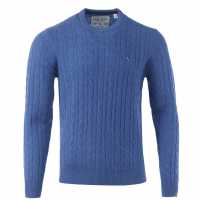 Jack Wills Marlow Merino Wool Cable Knitted Jumper Cobalt Мъжки пуловери и жилетки
