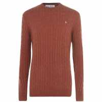 Jack Wills Marlow Merino Wool Cable Knitted Jumper Ginger Мъжки пуловери и жилетки