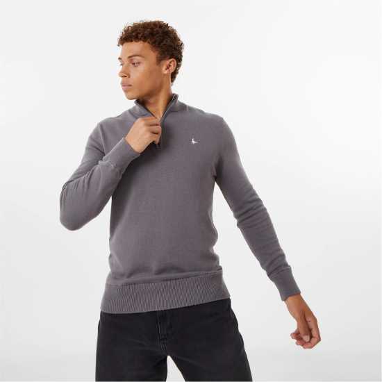 Пуловер С Цип Jack Wills Funnel Neck Half Zip Jumper Men Сланина 