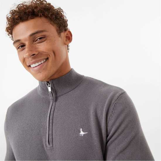 Пуловер С Цип Jack Wills Jack Funnel Neck Half Zip Jumper Men Сланина 