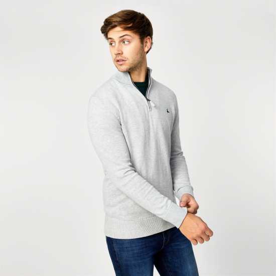 Пуловер С Цип Jack Wills Funnel Neck Half Zip Jumper Men Светло сиво марл 