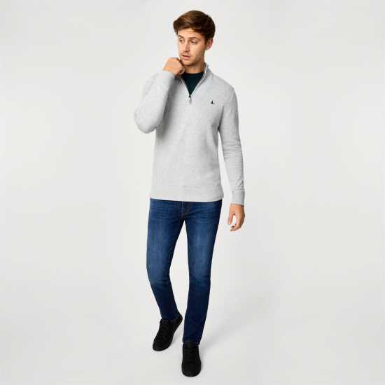 Пуловер С Цип Jack Wills Funnel Neck Half Zip Jumper Men Светло сиво марл 