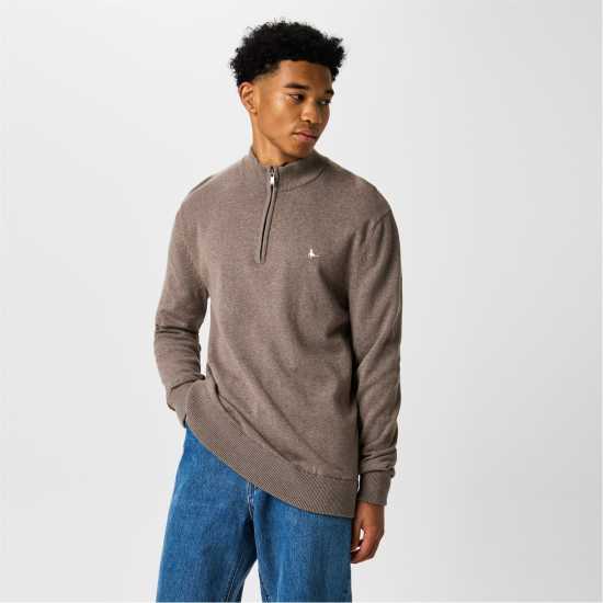 Пуловер С Цип Jack Wills Funnel Neck Half Zip Jumper Men Кафяв марл Пуловер С Цип Jack Wills Funnel Neck Half Zip Jumper Men Кафяв марл