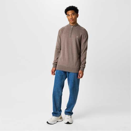 Пуловер С Цип Jack Wills Funnel Neck Half Zip Jumper Men Кафяв марл Пуловер С Цип Jack Wills Funnel Neck Half Zip Jumper Men Кафяв марл